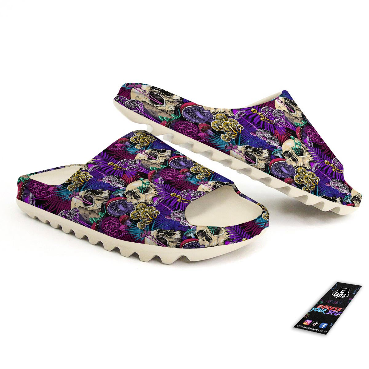 Skull Trippy Print Pattern Sandals-grizzshop