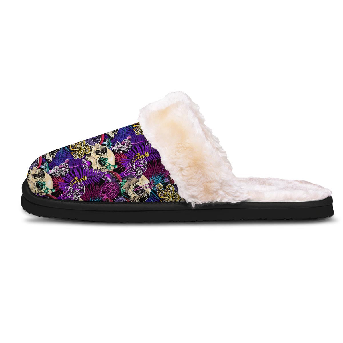 Skull Trippy Print Pattern Slippers-grizzshop