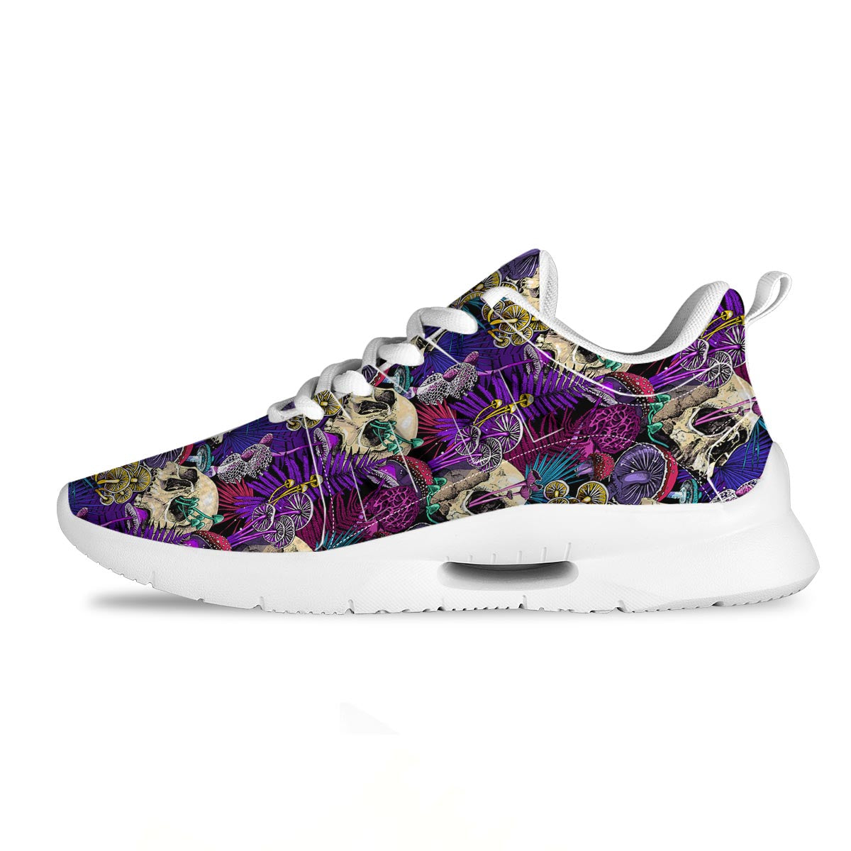 Skull Trippy Print Pattern Tennis Shoes-grizzshop