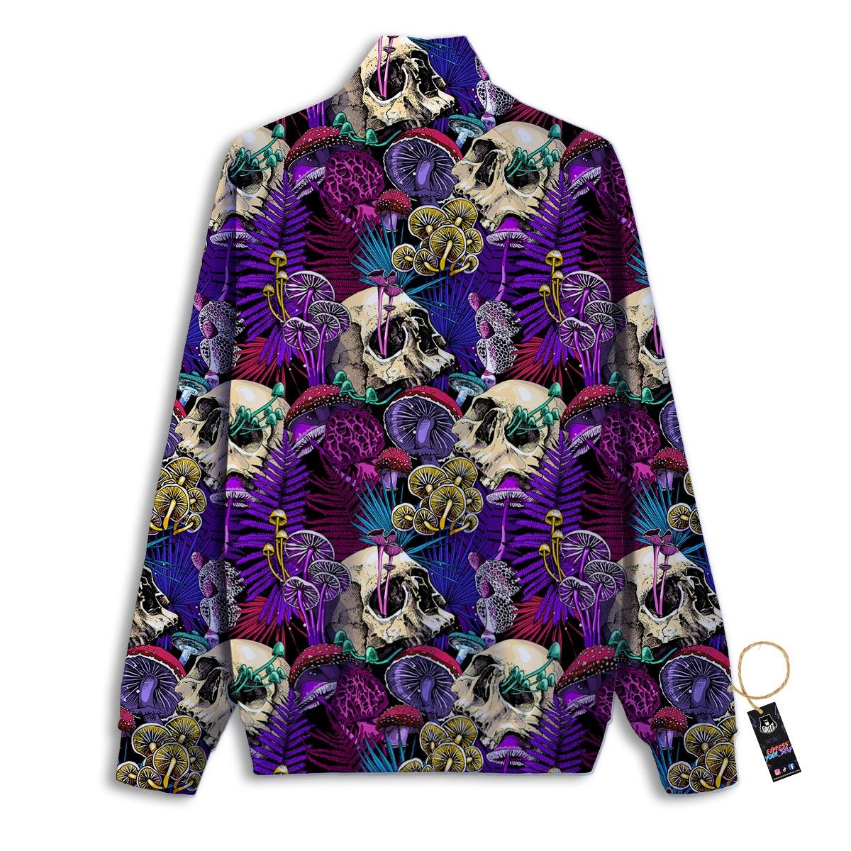 Skull Trippy Print Pattern Track Jacket-grizzshop