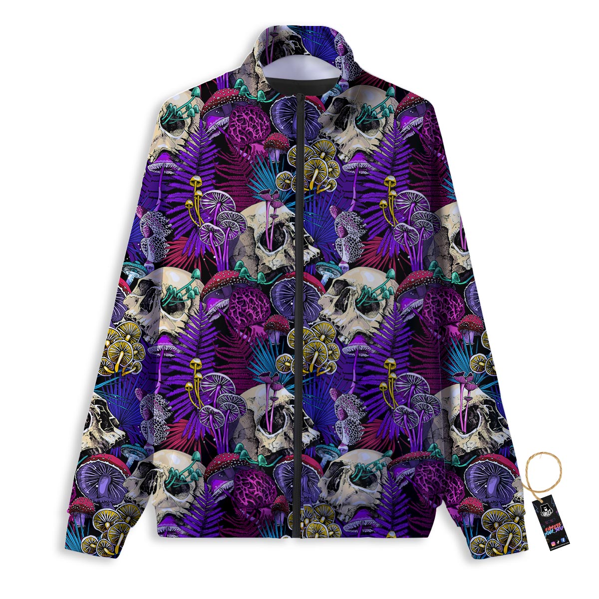 Skull Trippy Print Pattern Track Jacket-grizzshop