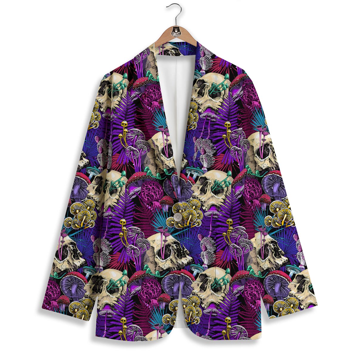 Skull Trippy Print Pattern Women's Blazer-grizzshop