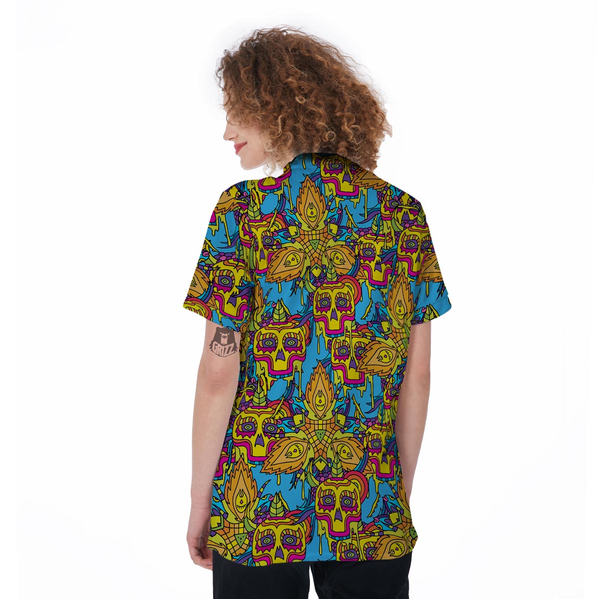 Skull Trippy Psychedelic Women's Golf Shirts-grizzshop