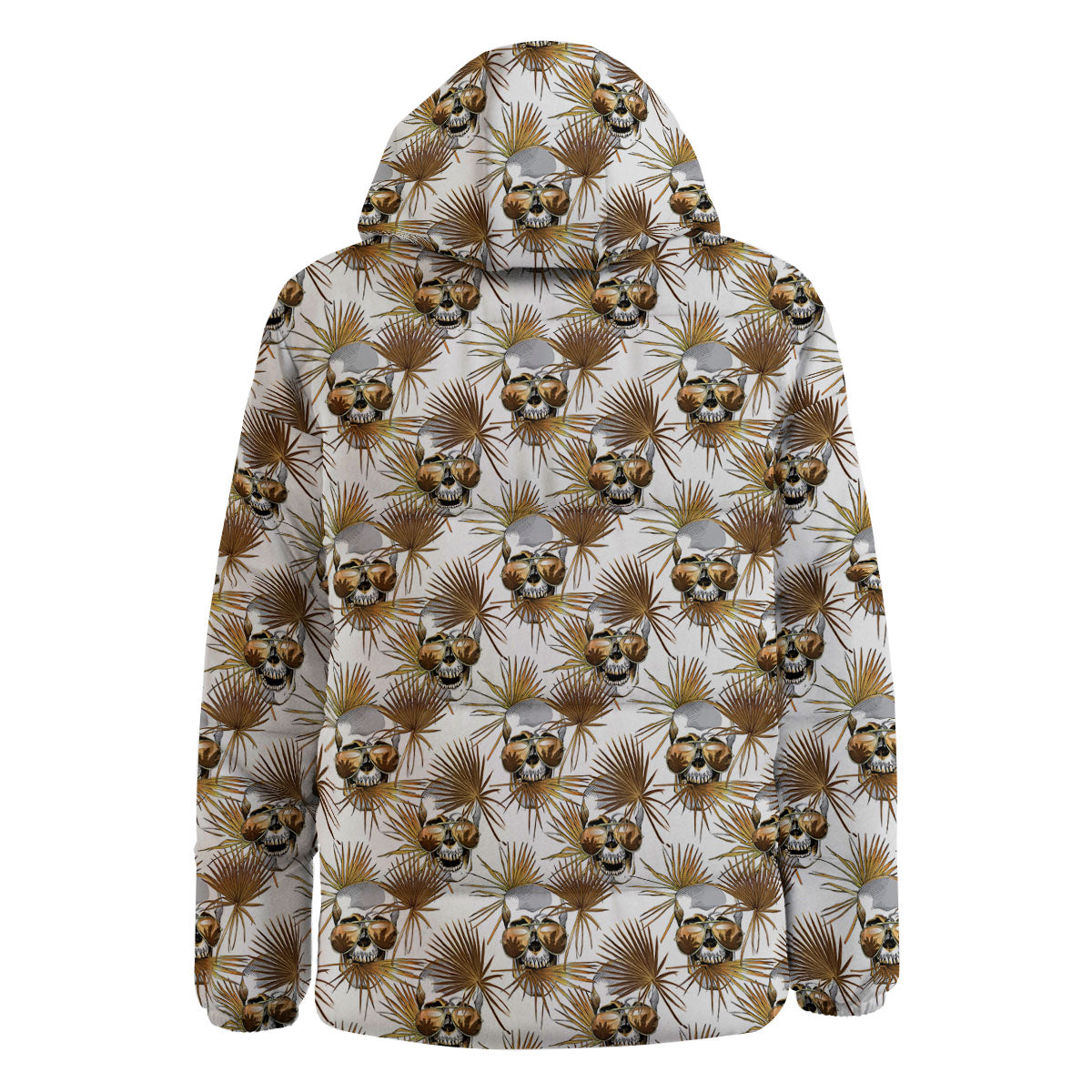 Skull Tropical Gold Print Pattern Down Jacket-grizzshop