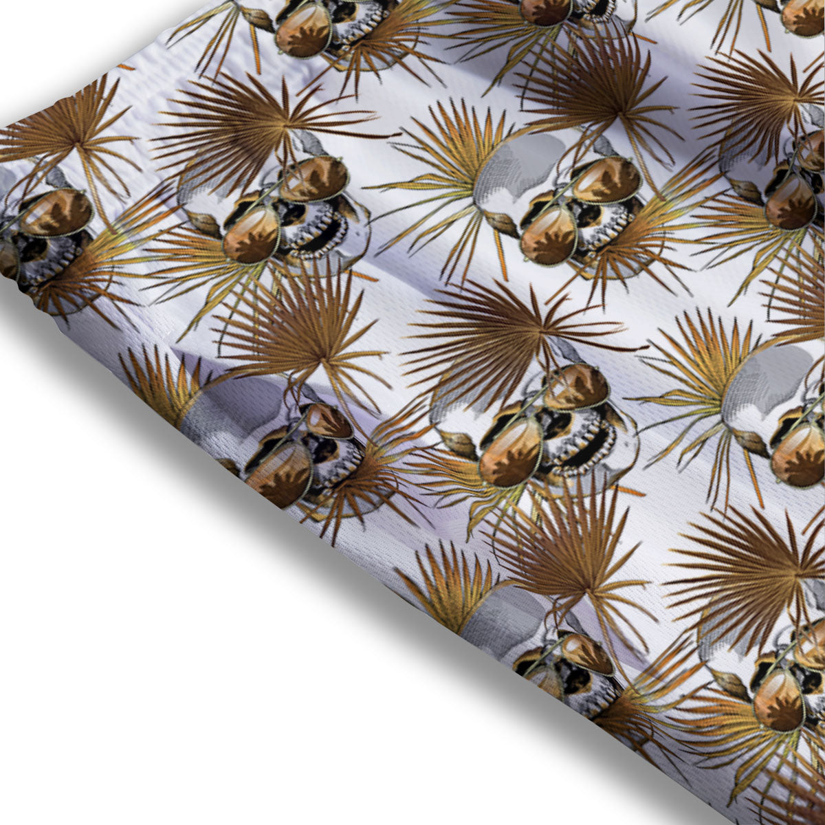 Skull Tropical Gold Print Pattern Mesh Shorts