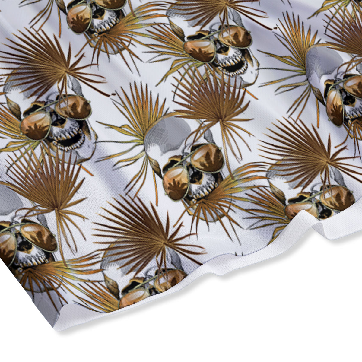 Skull Tropical Gold Print Pattern Mesh Shorts