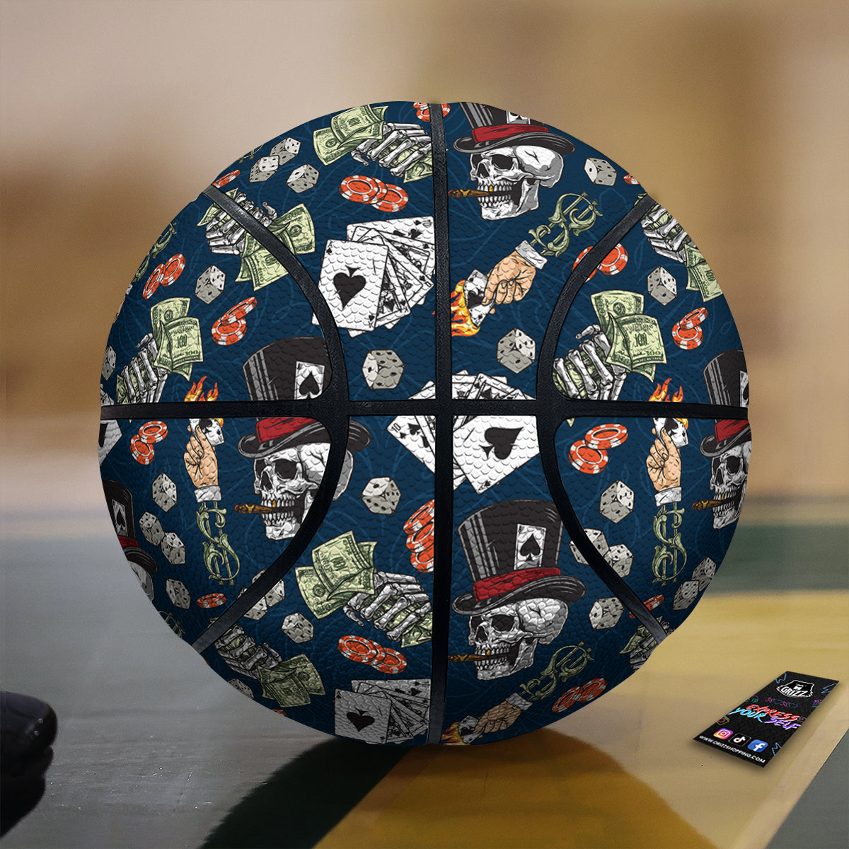 Skull Vintage Print Pattern Basketball