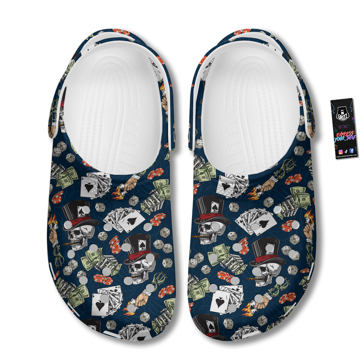 Skull Vintage Print Pattern Clog-grizzshop