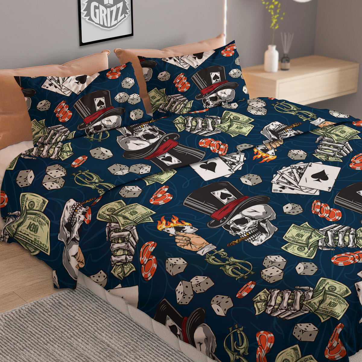 Skull Vintage Print Pattern Duvet Cover Bedding Set