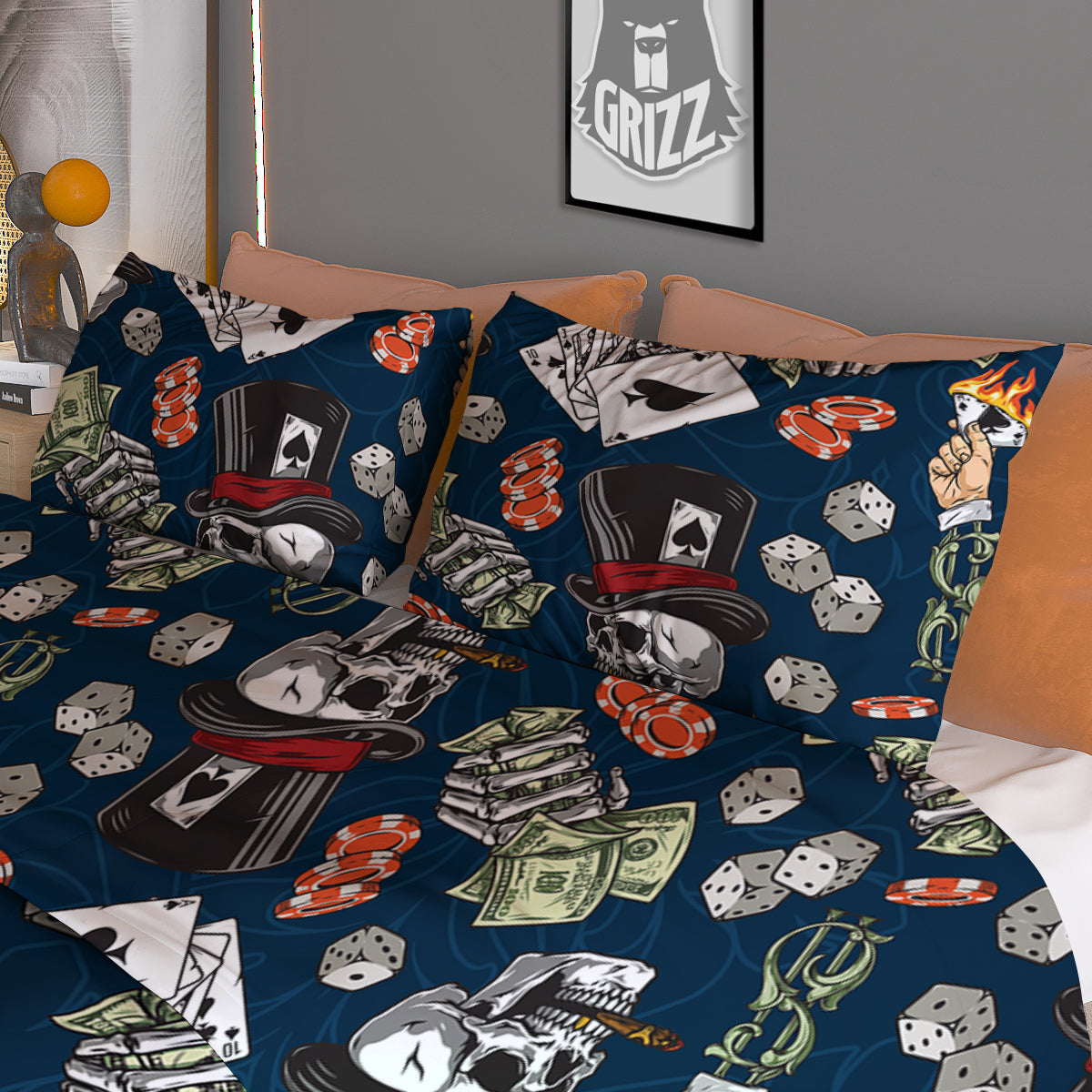 Skull Vintage Print Pattern Duvet Cover Bedding Set