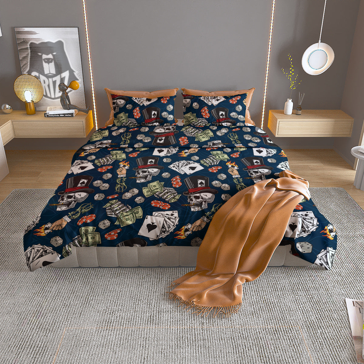 Skull Vintage Print Pattern Duvet Cover Bedding Set