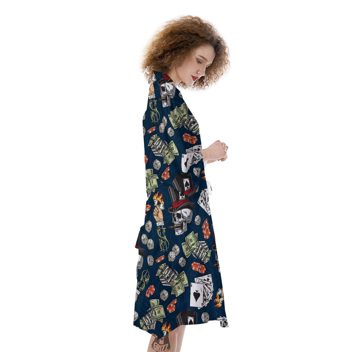 Skull Vintage Print Pattern Kimono-grizzshop