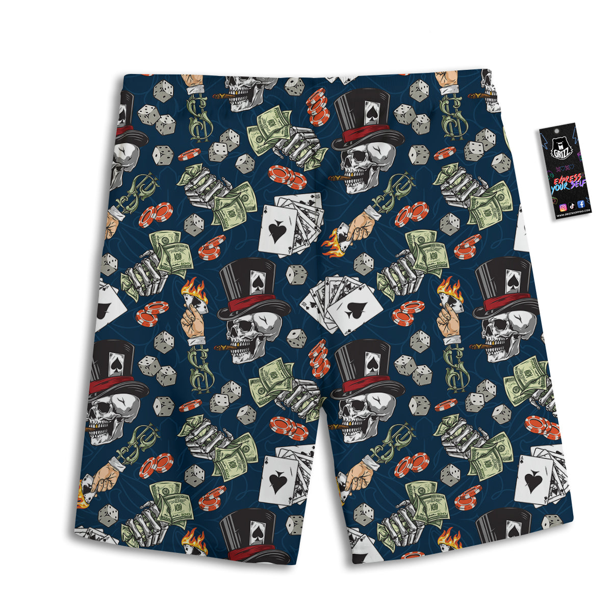 Skull Vintage Print Pattern Men's Athletic Shorts
