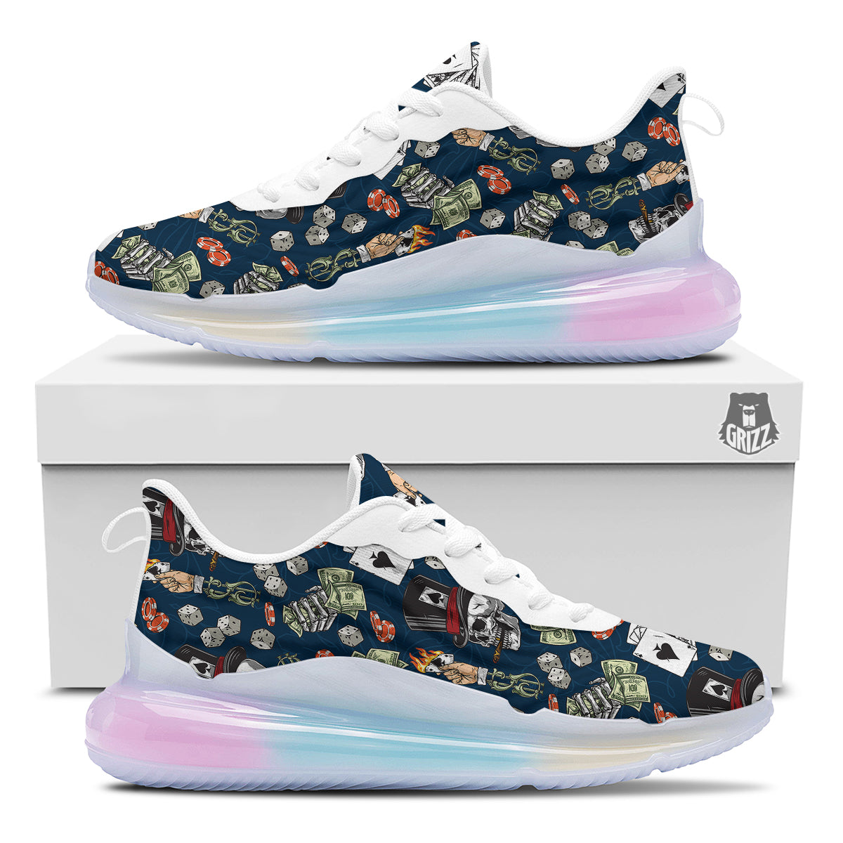 Skull Vintage Print Pattern Running Sneakers-grizzshop