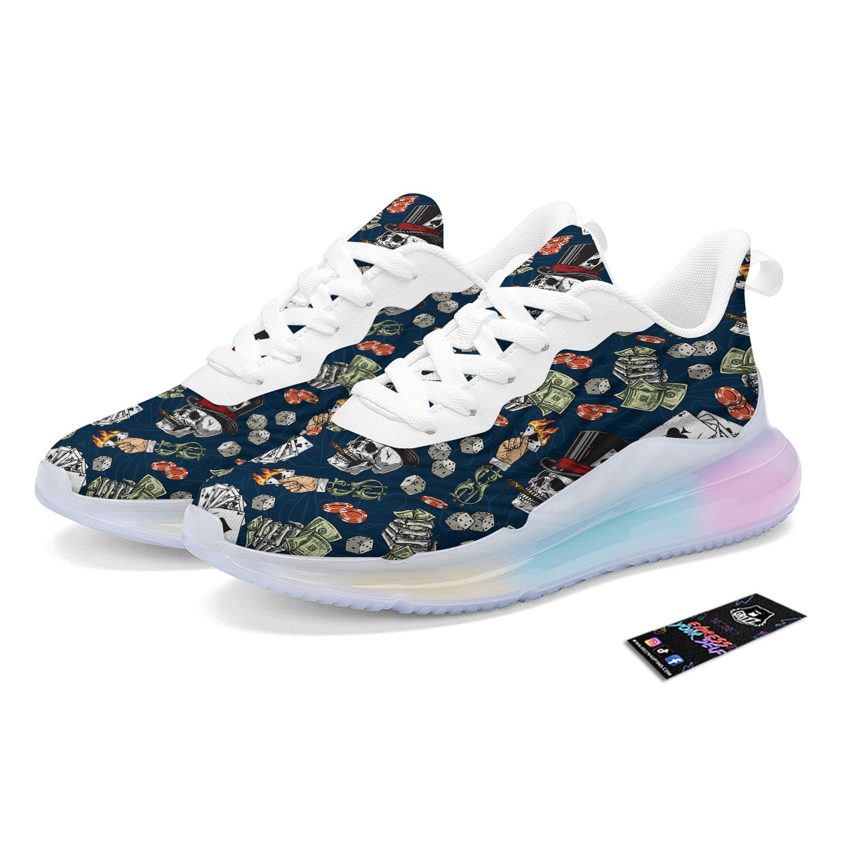Skull Vintage Print Pattern Running Sneakers-grizzshop