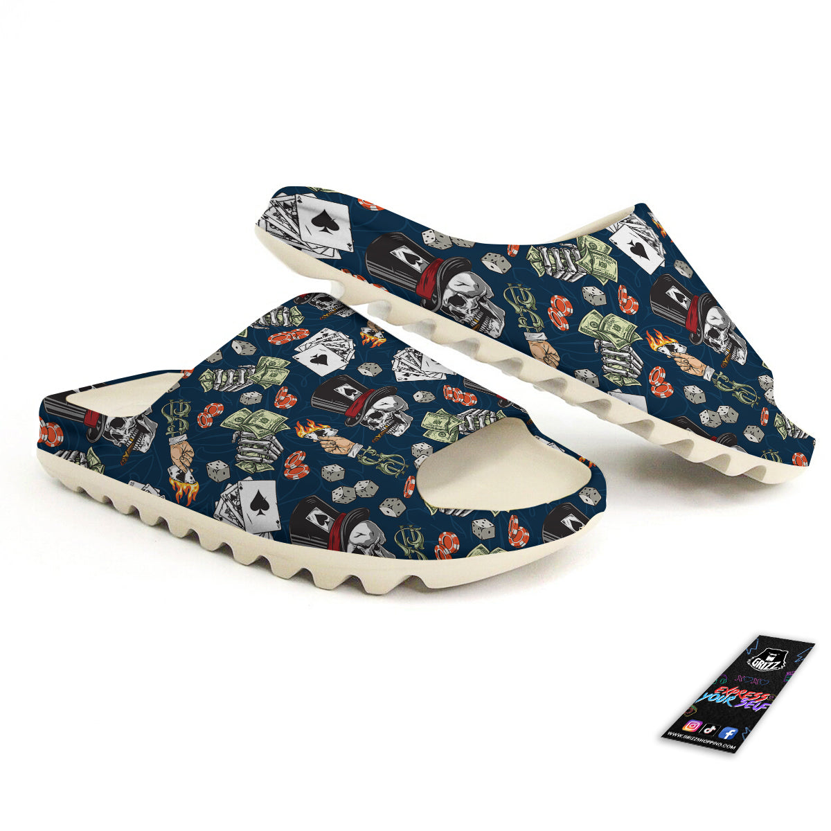 Skull Vintage Print Pattern Sandals-grizzshop