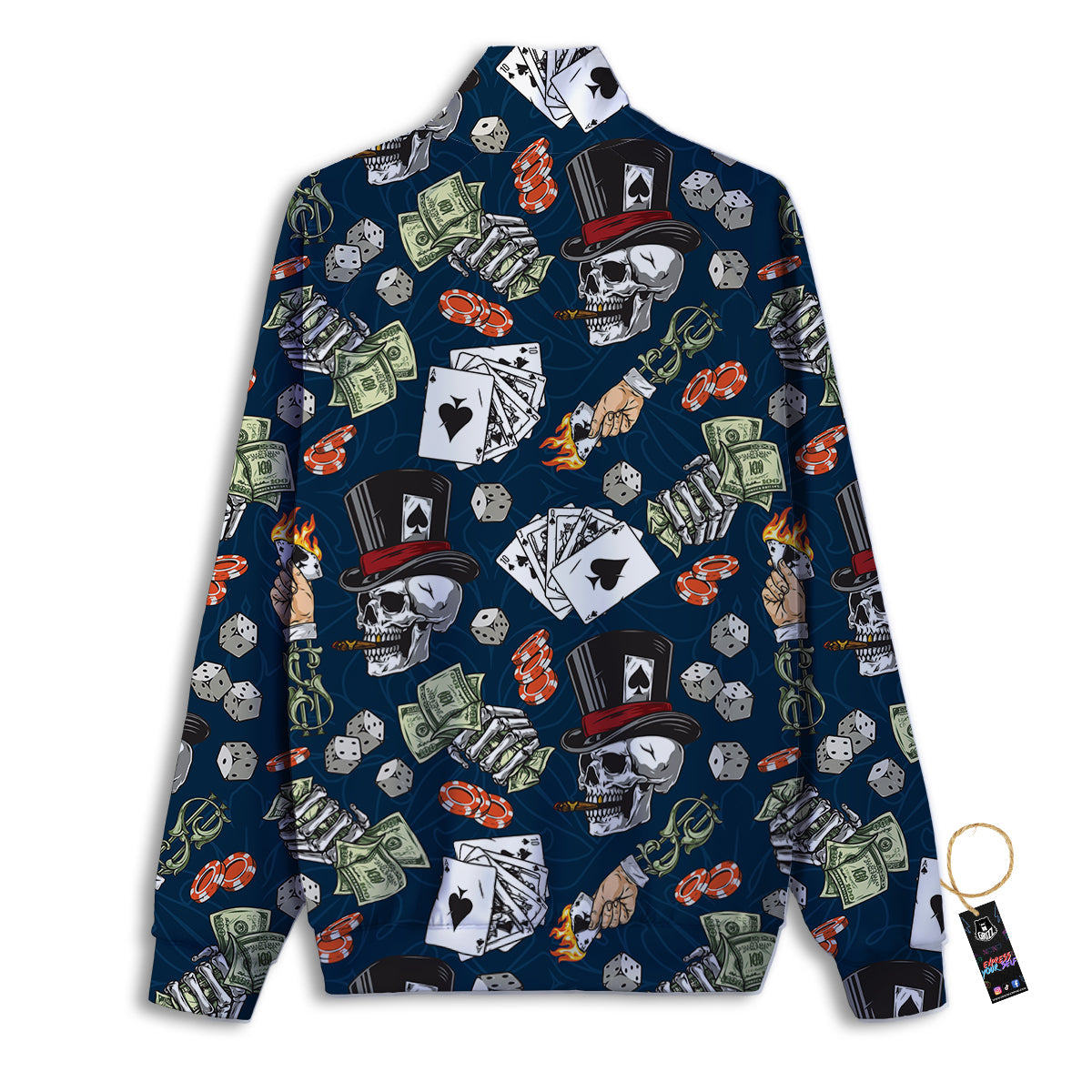 Skull Vintage Print Pattern Track Jacket-grizzshop