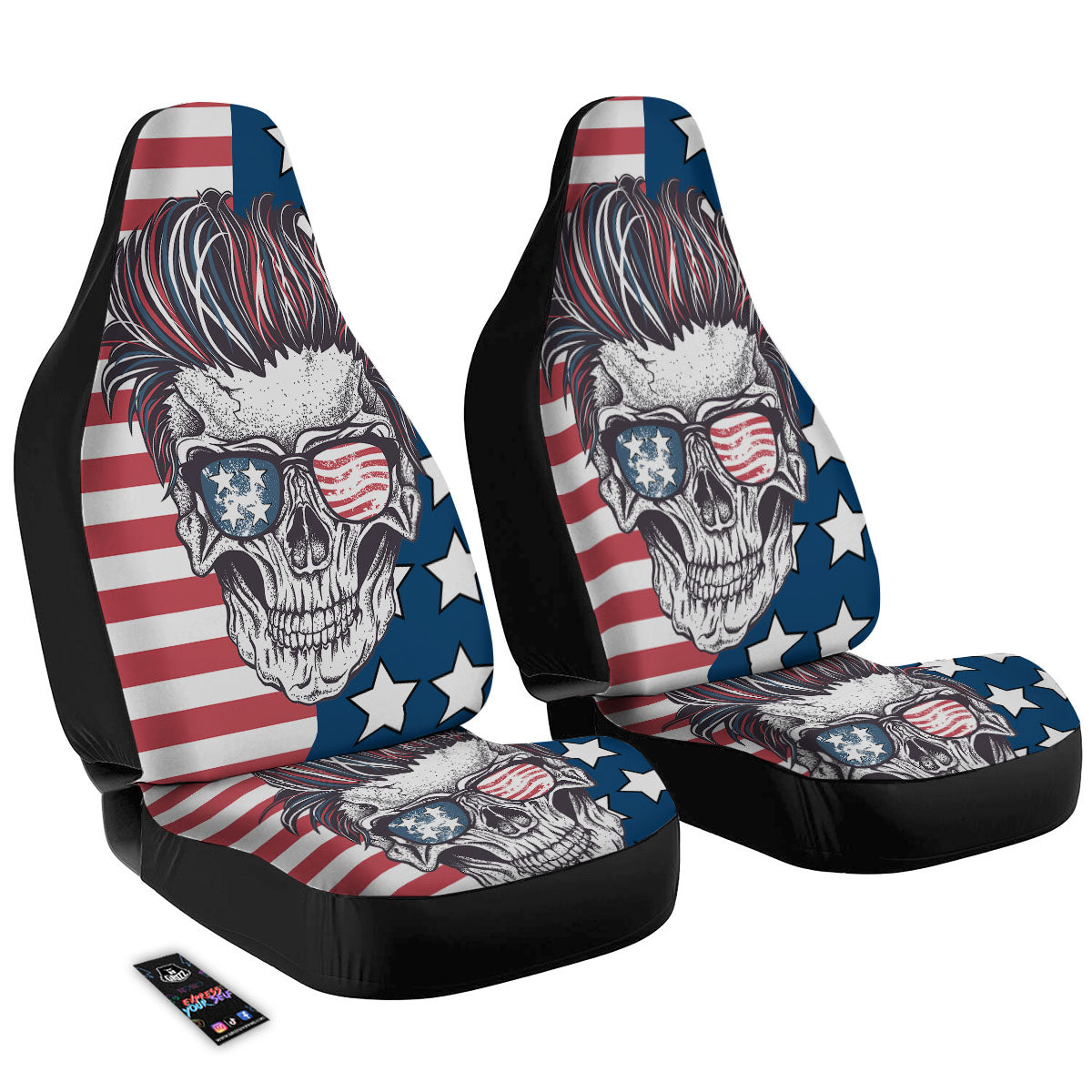 Skull With Sunglasses American Print Car Seat Covers-grizzshop