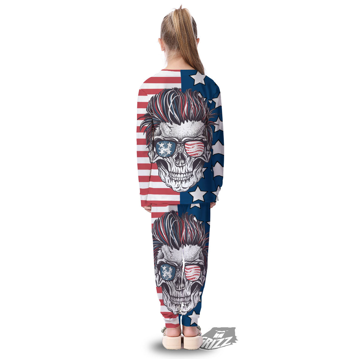 Skull With Sunglasses American Print Kid's Pajamas-grizzshop