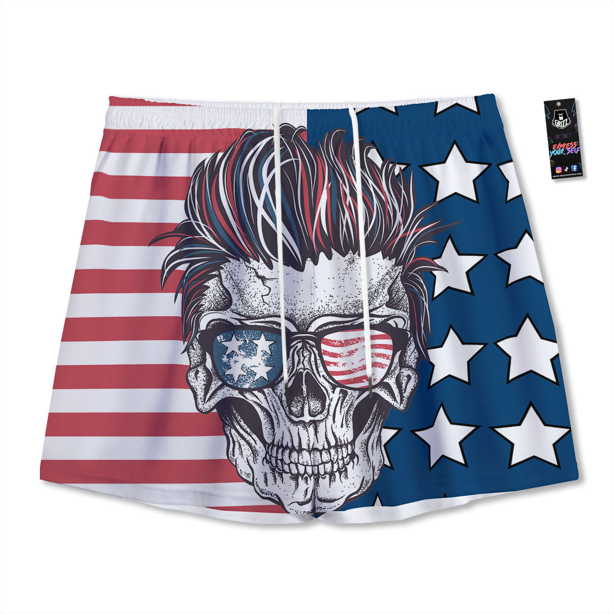 Scottish Plaid Grey Black And Red Print Mesh Shorts