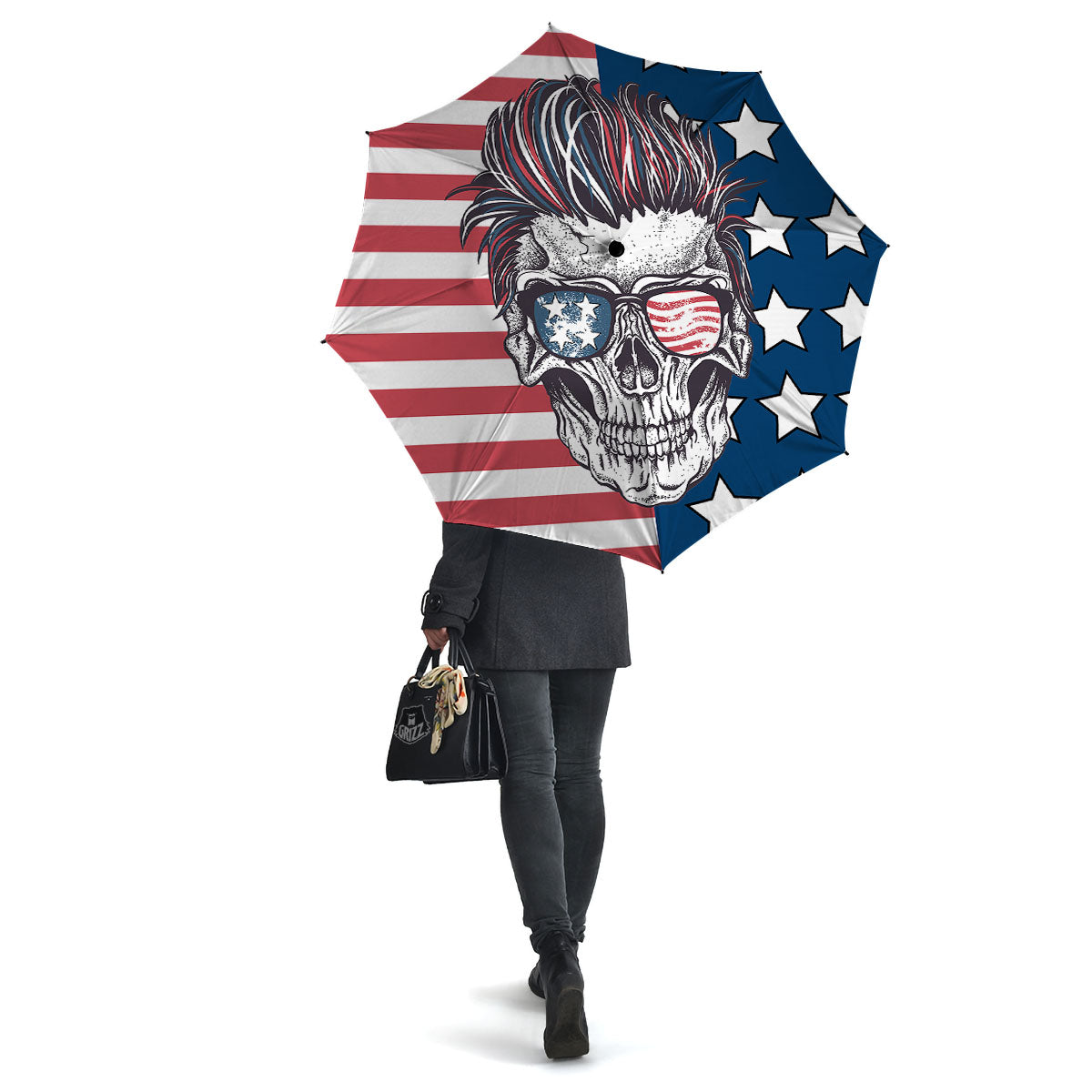 Skull With Sunglasses American Print Umbrella-grizzshop