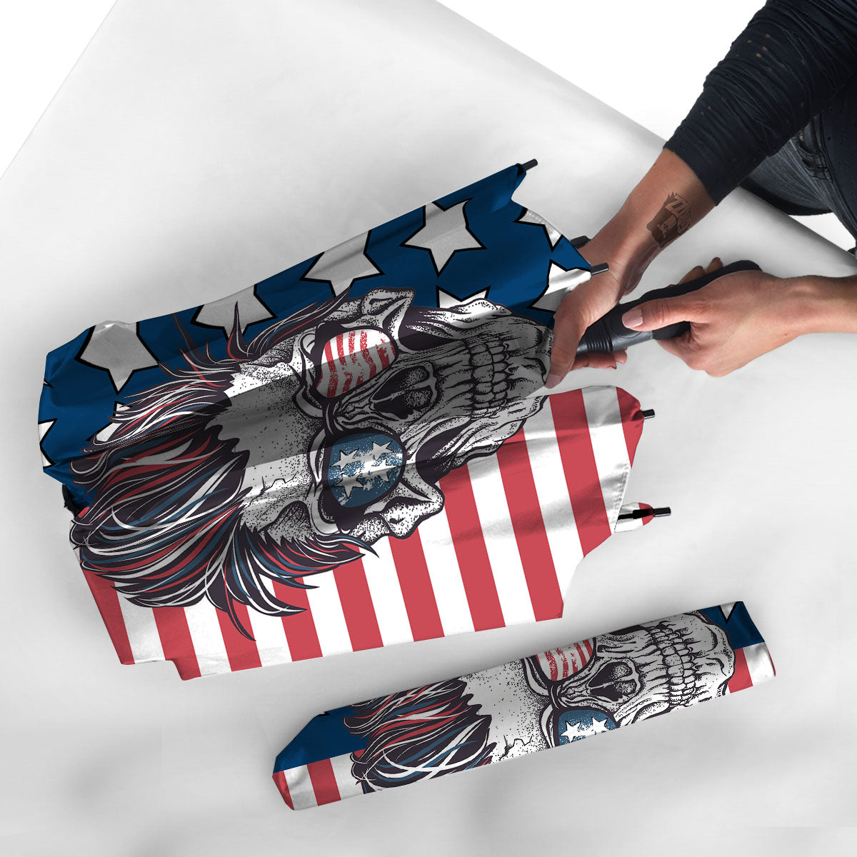 Skull With Sunglasses American Print Umbrella-grizzshop