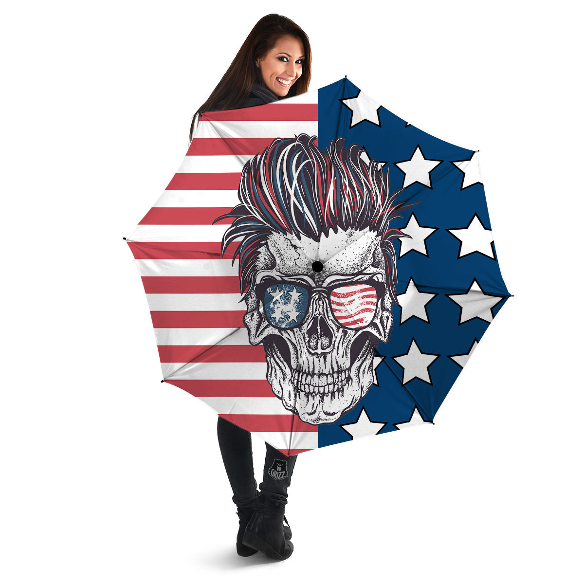 Skull With Sunglasses American Print Umbrella-grizzshop