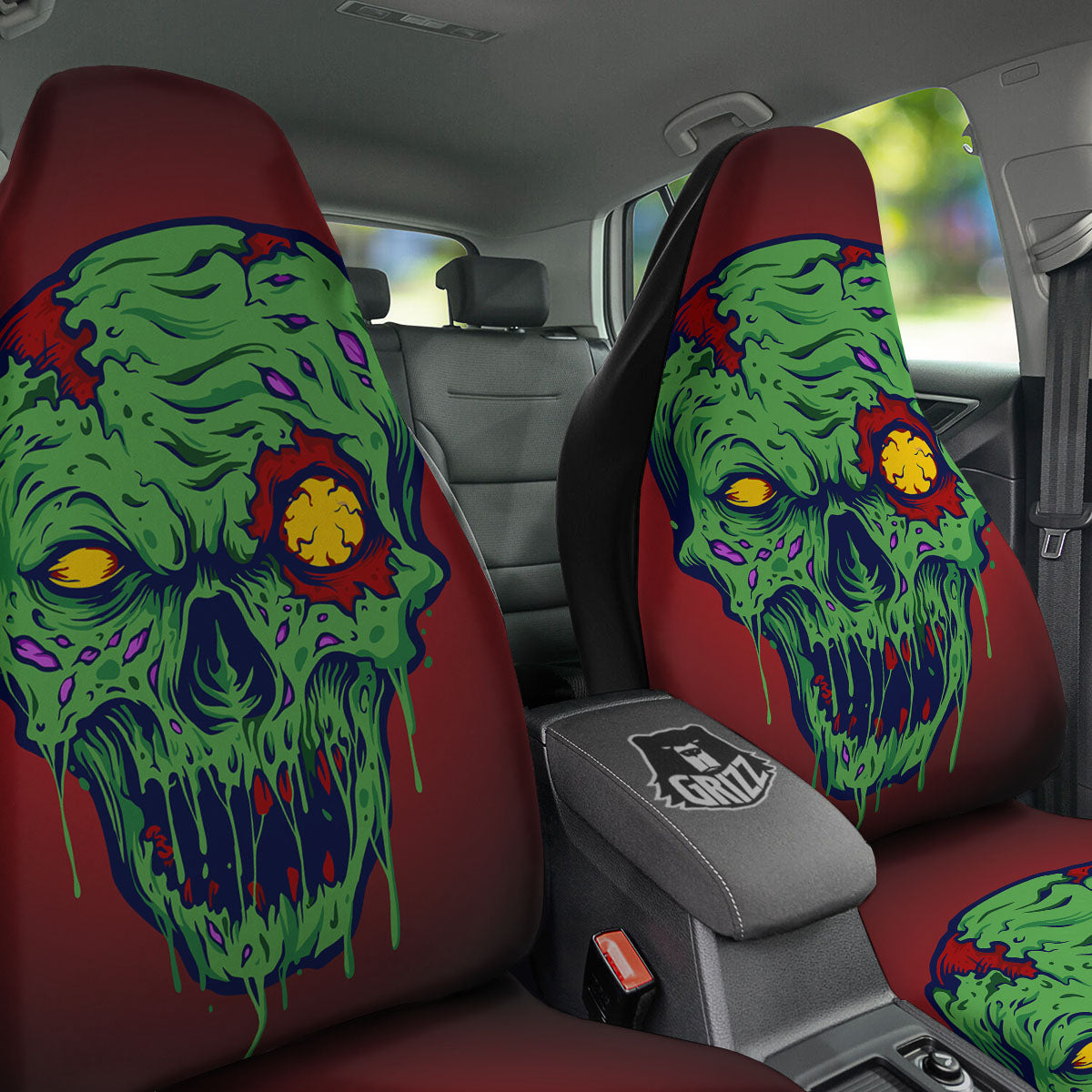 Skull Zombie Scary Horror Print Car Seat Covers-grizzshop