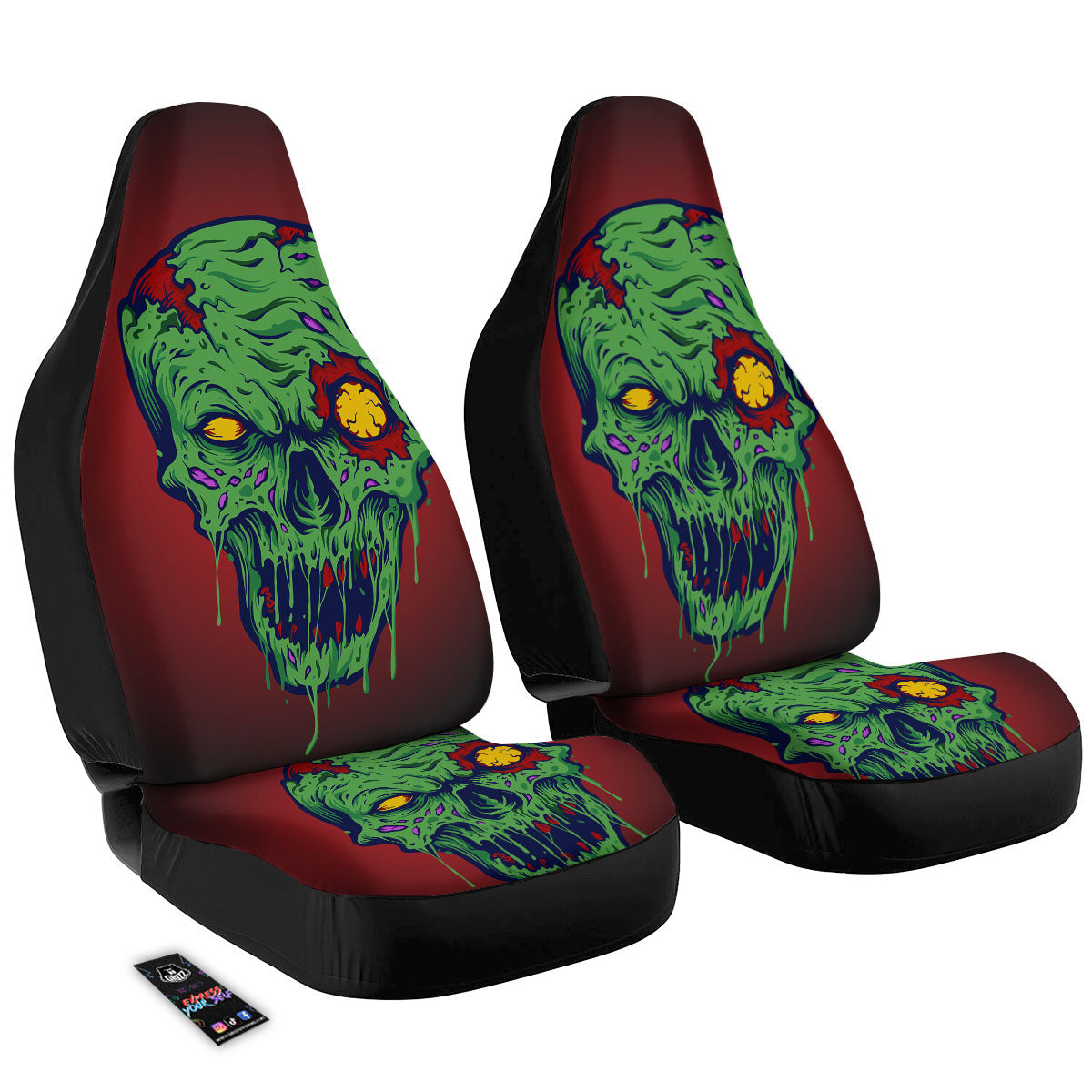 Skull Zombie Scary Horror Print Car Seat Covers-grizzshop