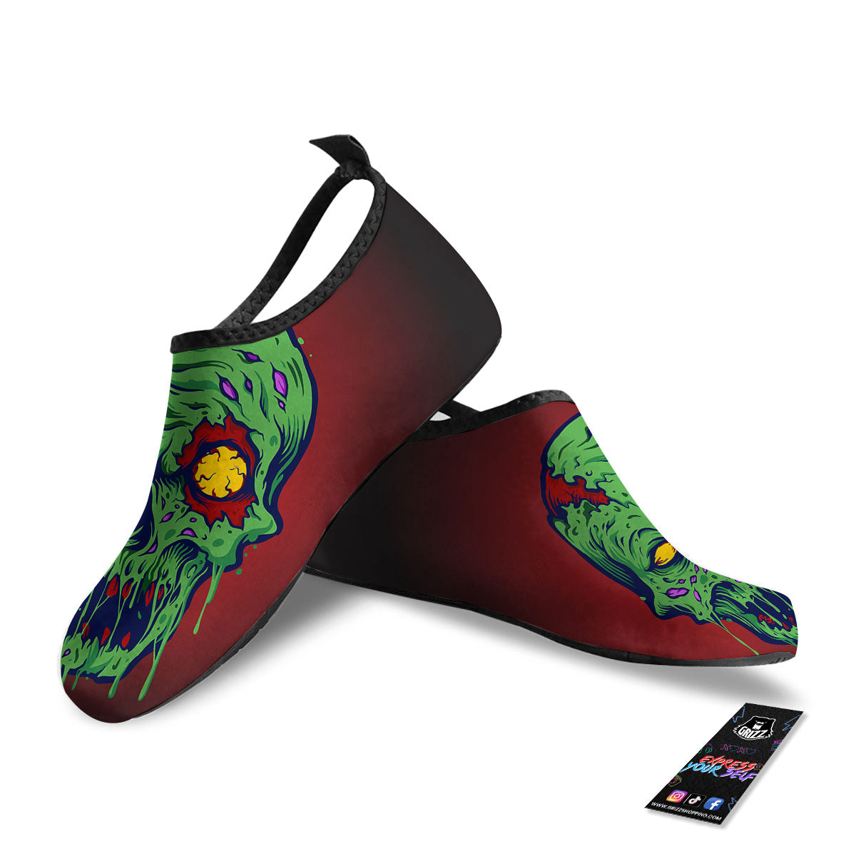 Skull Zombie Scary Horror Print Water Shoes-grizzshop
