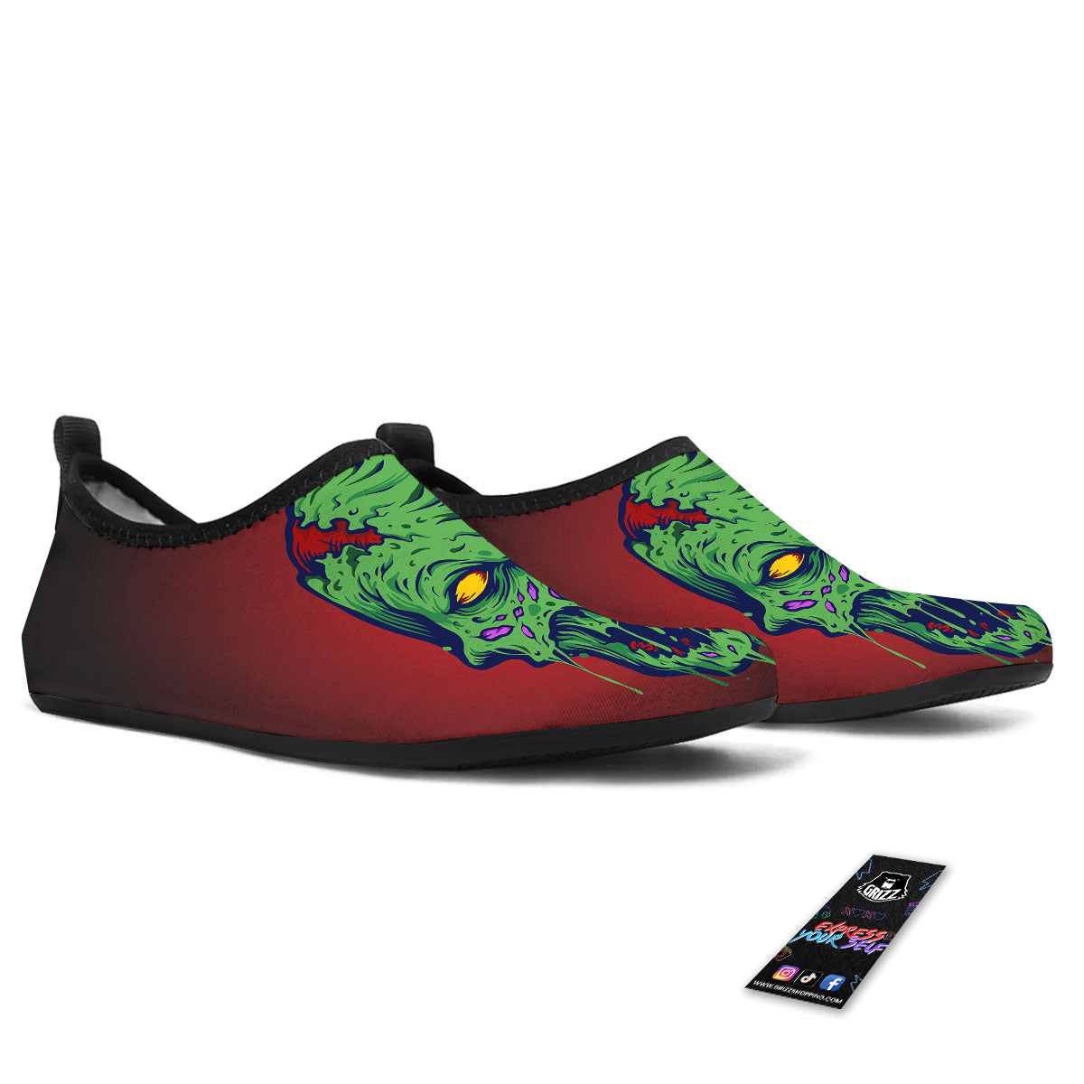 Skull Zombie Scary Horror Print Water Shoes-grizzshop
