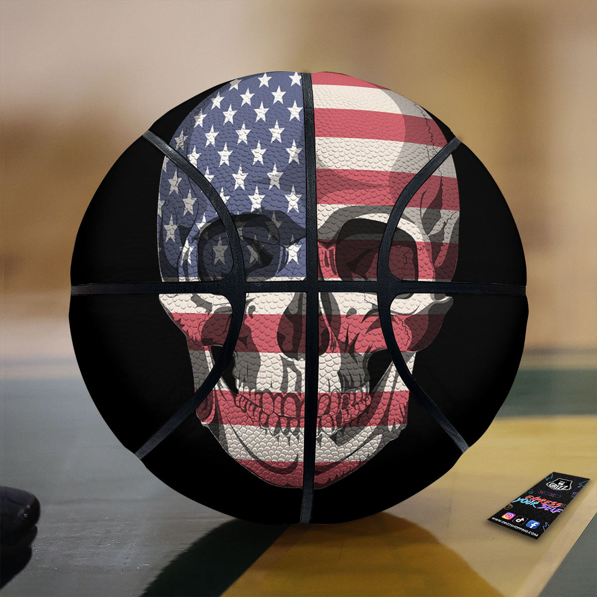 Skull American Flag Print Basketball