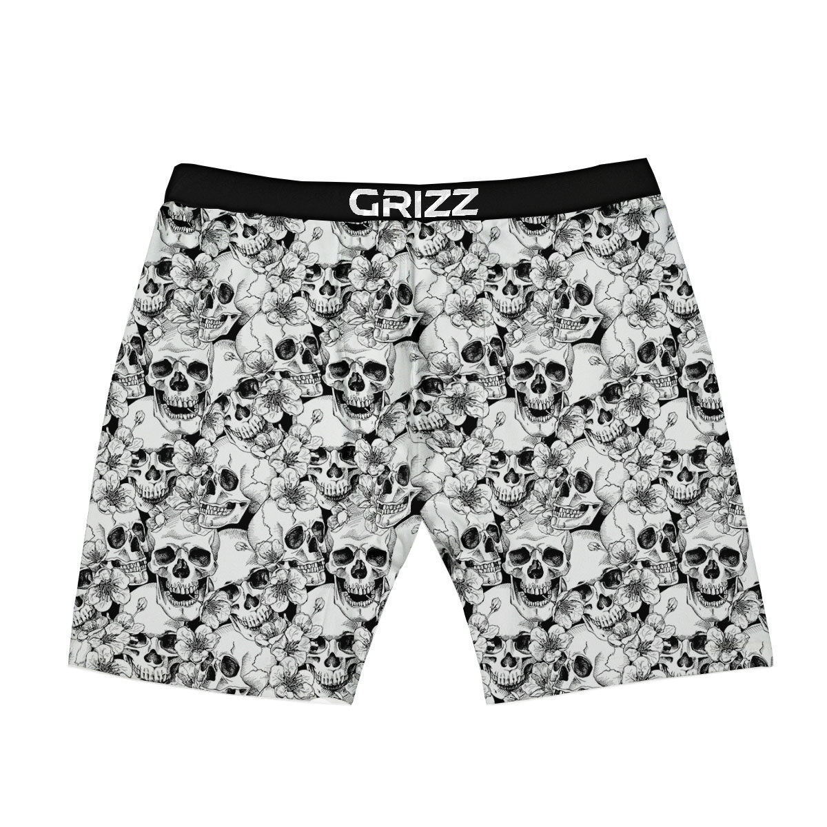 Skull Blossom Peony Print Pattern Boxer Briefs