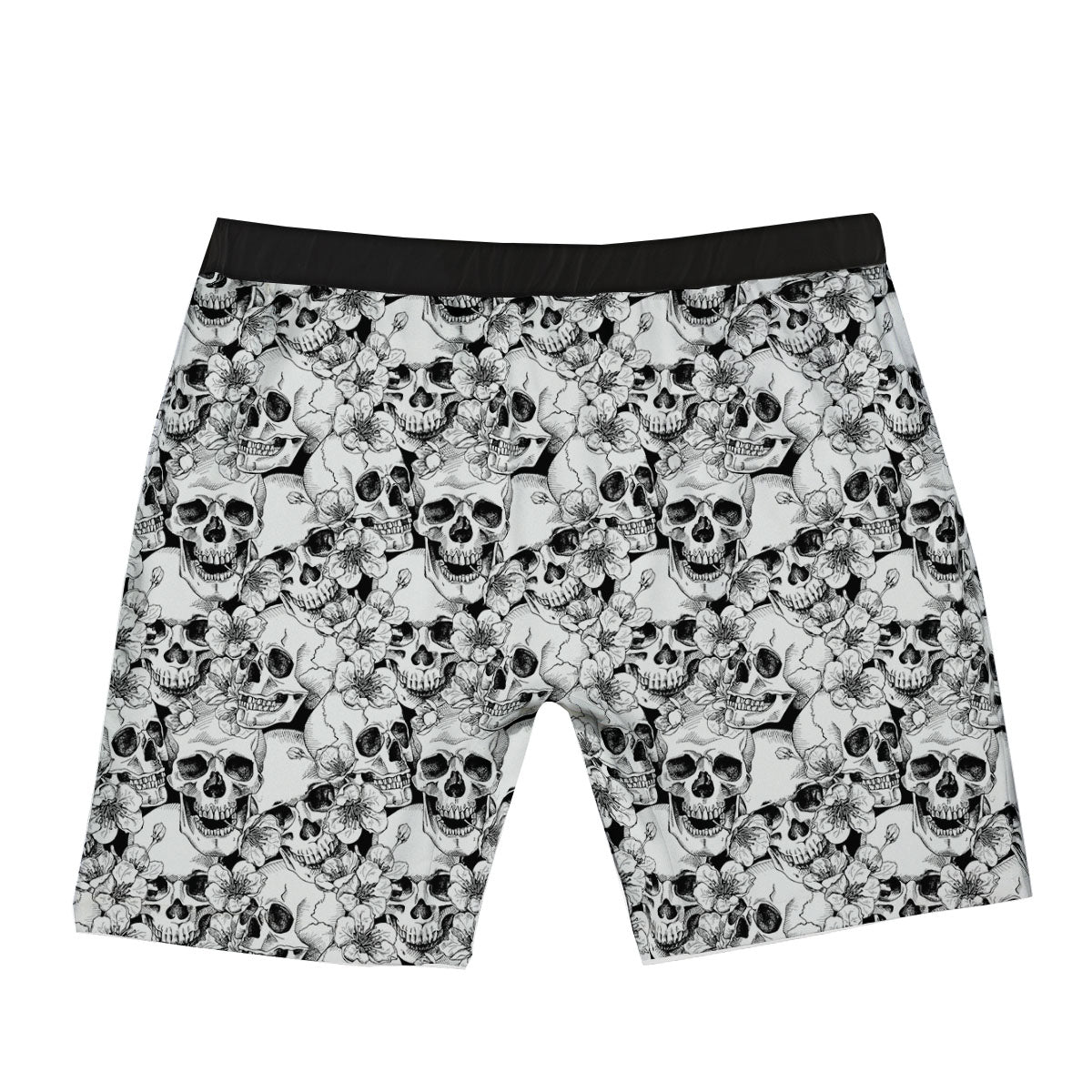 Skull Blossom Peony Print Pattern Boxer Briefs