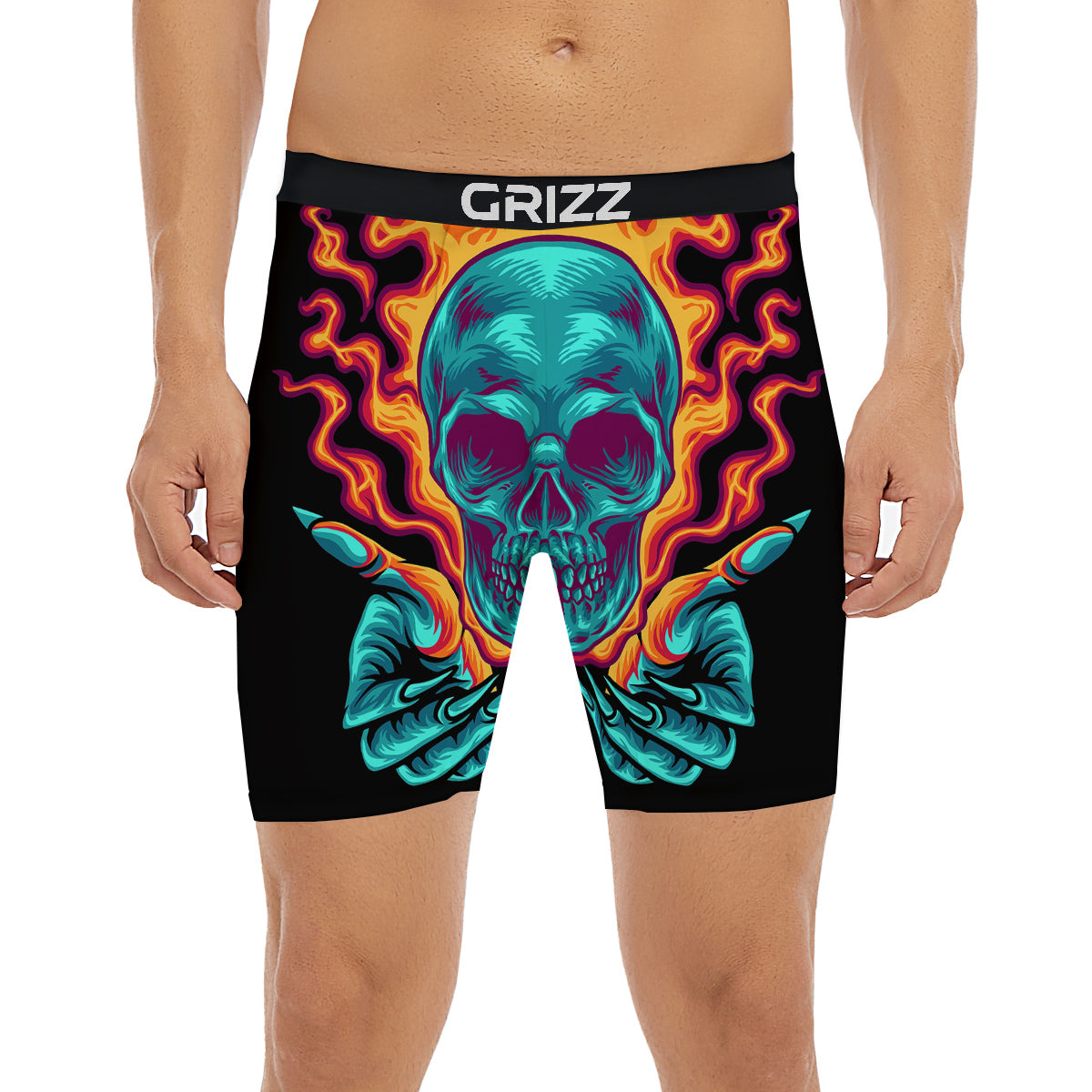 Skull Burning Print Boxer Briefs