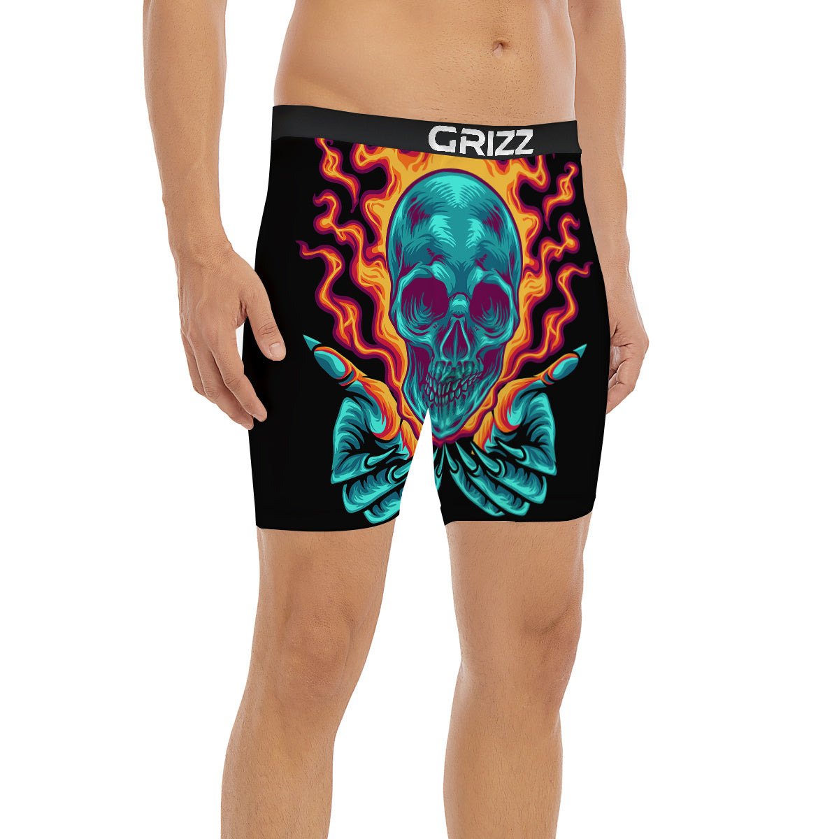 Skull Burning Print Boxer Briefs