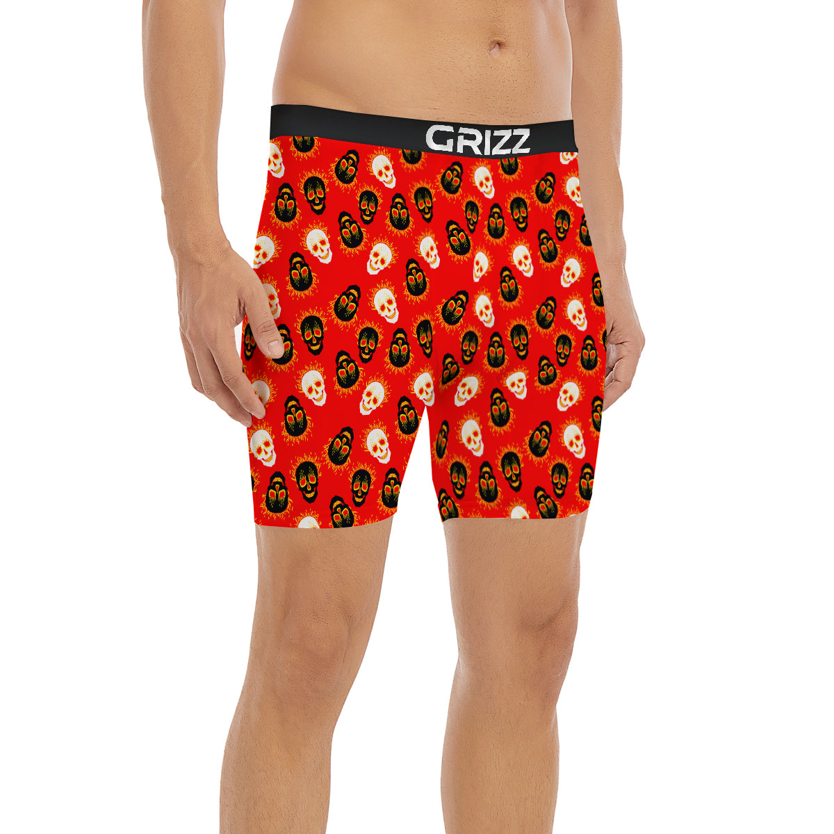 Skull Burning Print Pattern Boxer Briefs