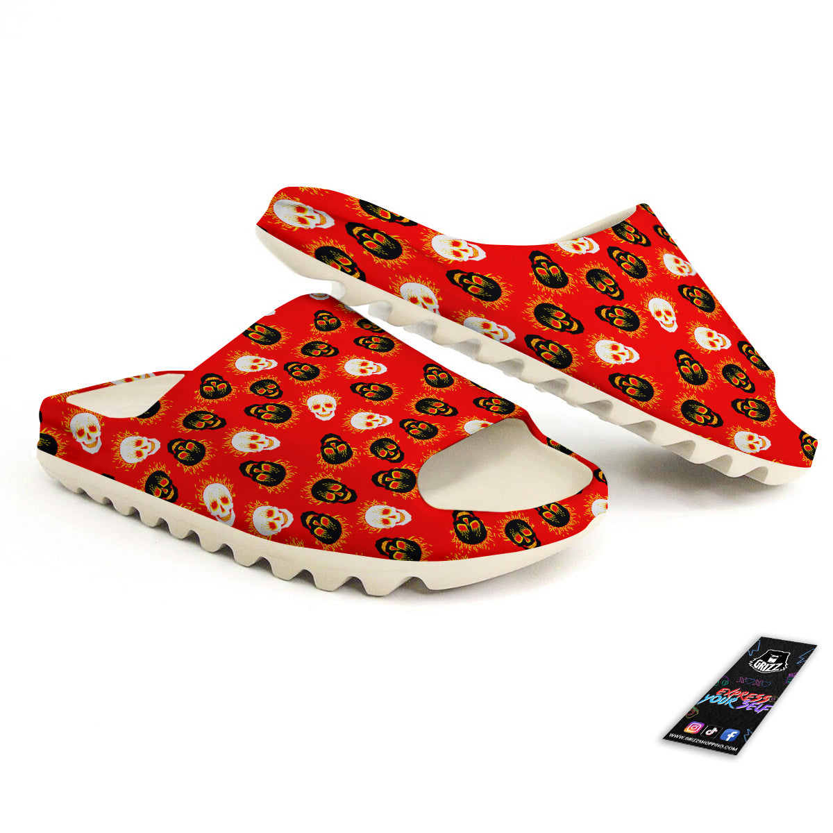 Skull Burning Print Pattern Sandals-grizzshop
