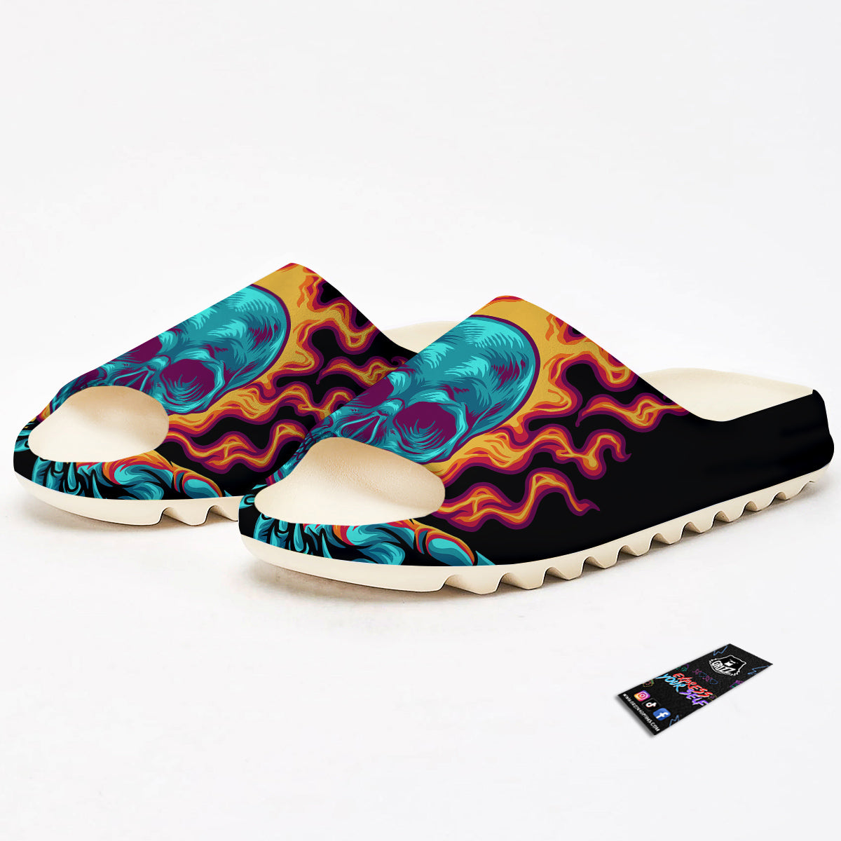 Skull Burning Print Sandals-grizzshop