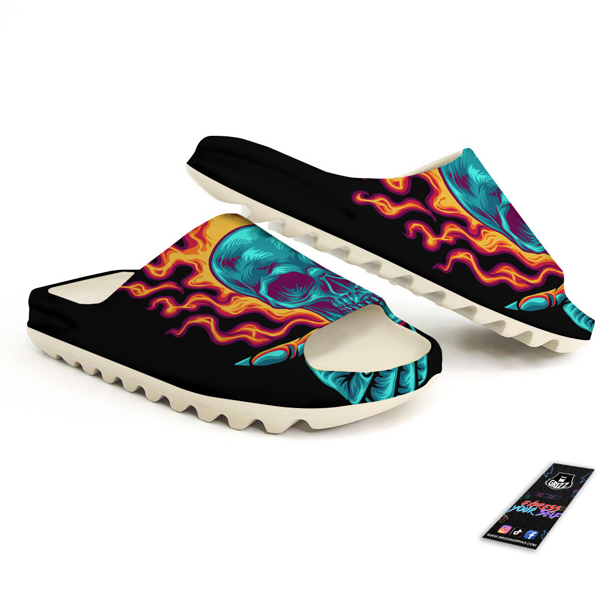 Skull Burning Print Sandals-grizzshop