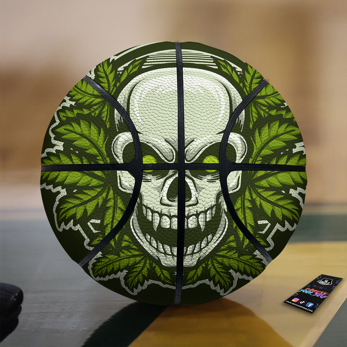 Skull Cannabis Print Basketball