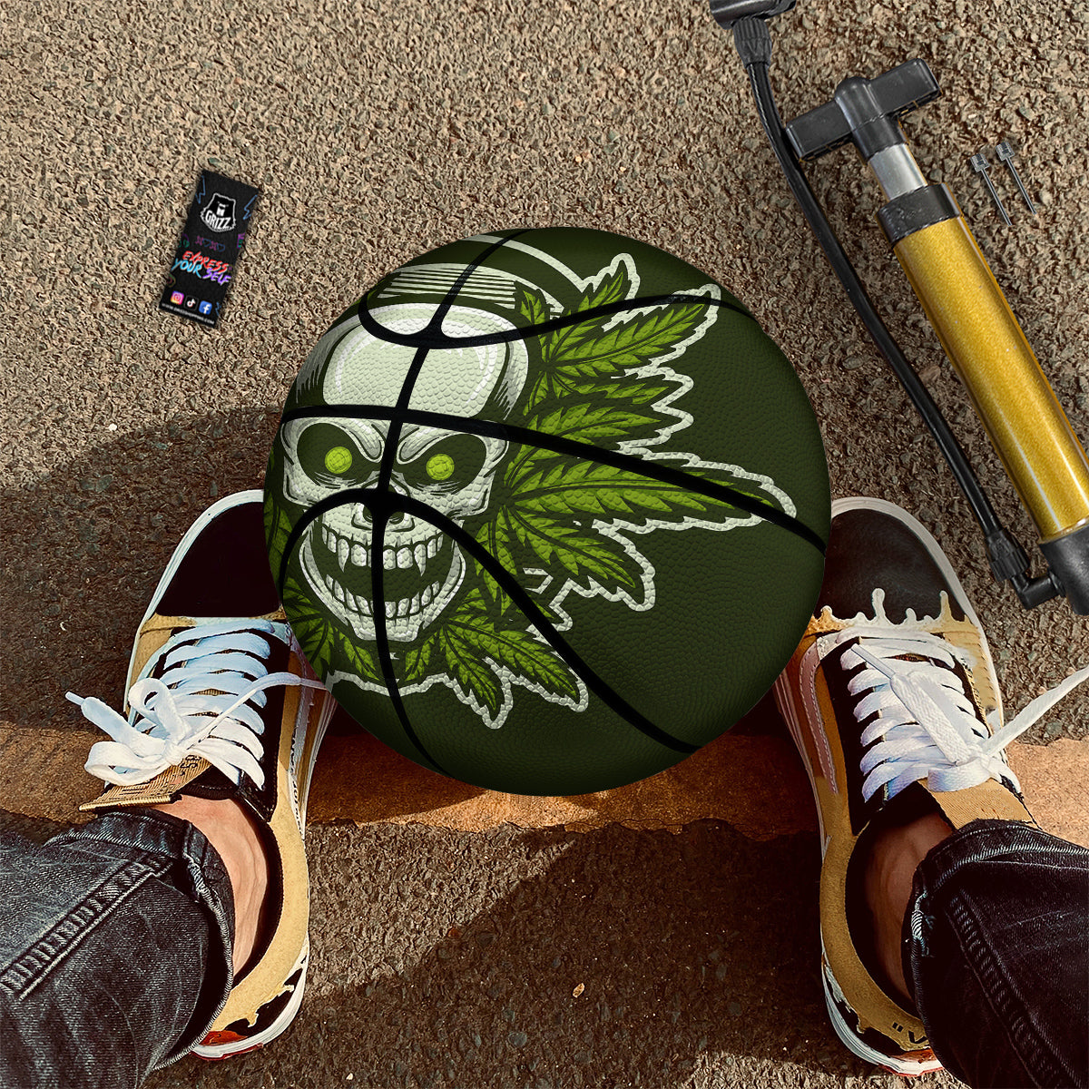 Skull Cannabis Print Basketball