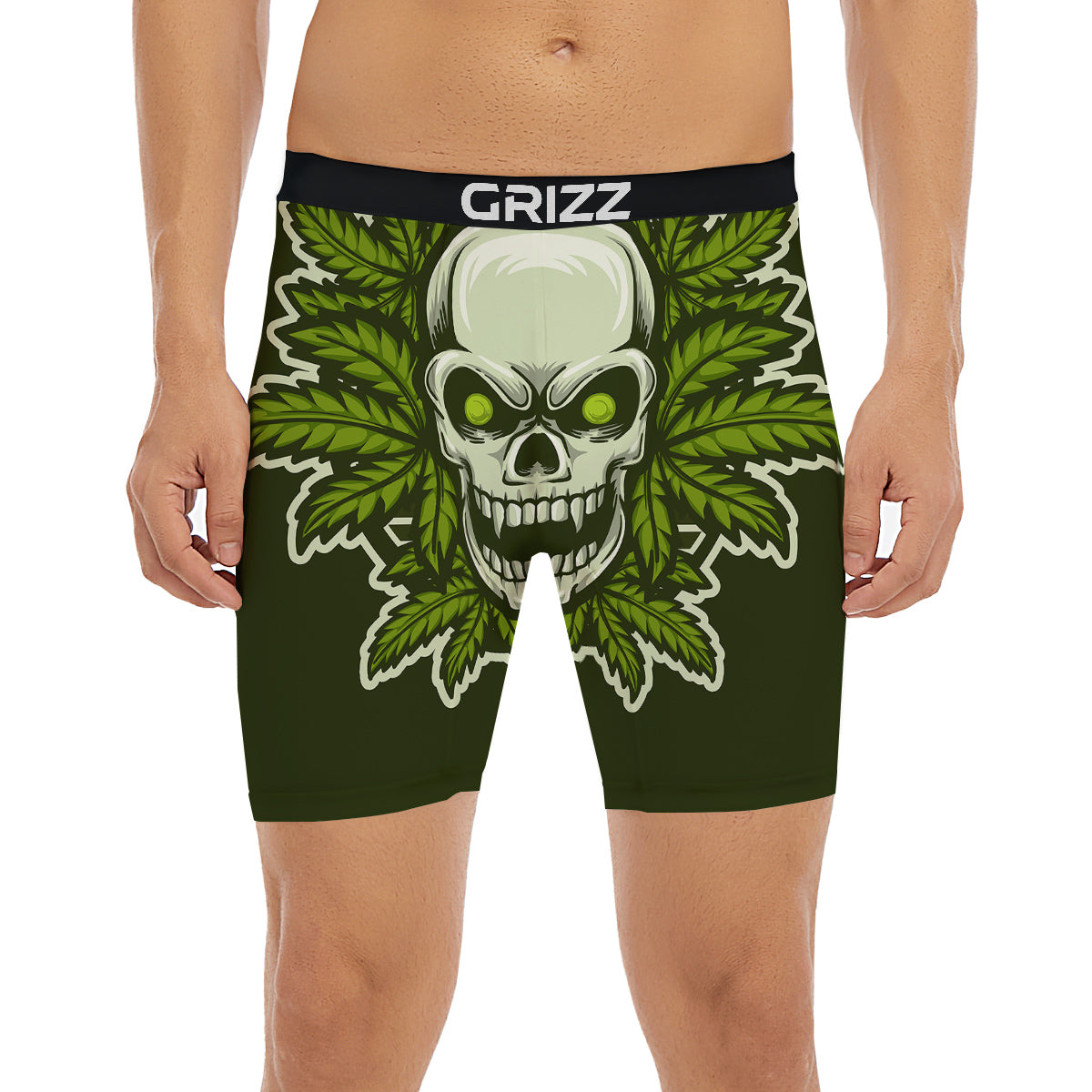 Skull Cannabis Print Boxer Briefs