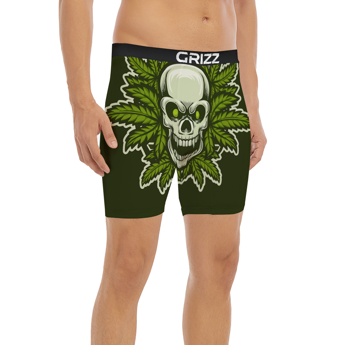 Skull Cannabis Print Boxer Briefs