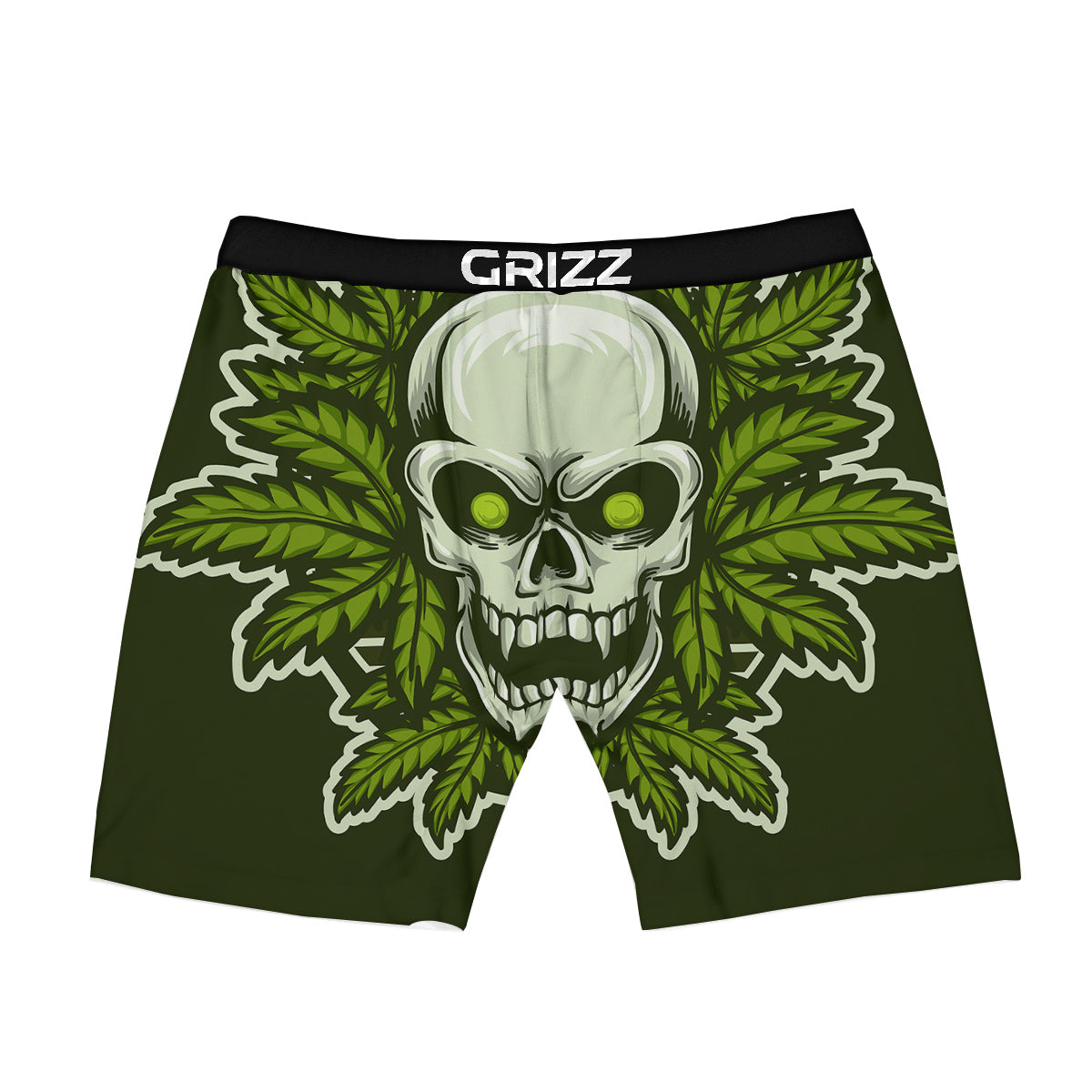 Skull Cannabis Print Boxer Briefs