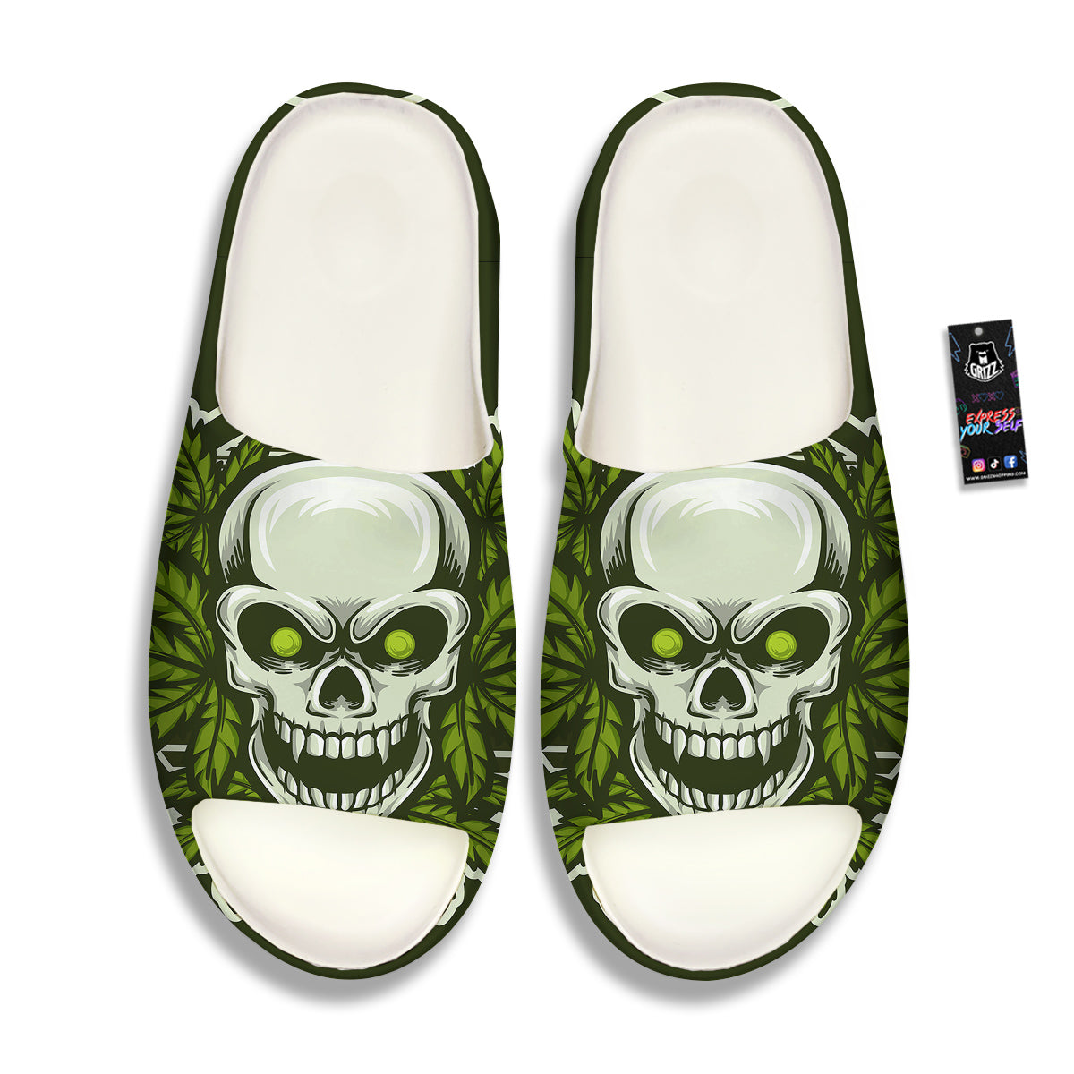 Skull Cannabis Print Sandals-grizzshop