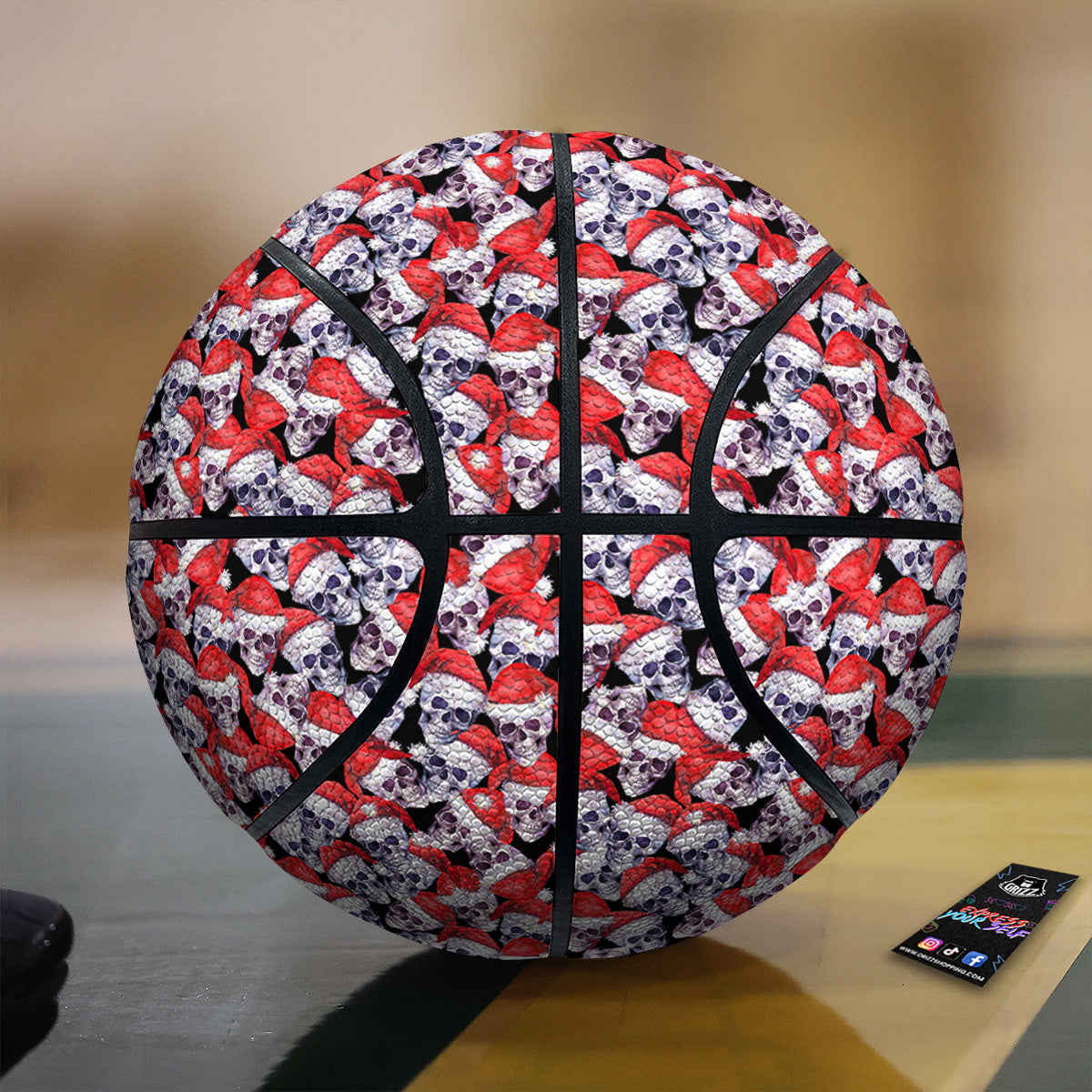 Skull Christmas Santa Print Pattern Basketball