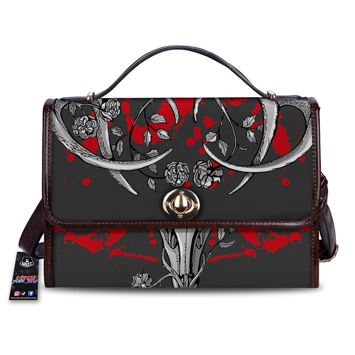 Skull Deer Vintage Print Women's Satchel Bag