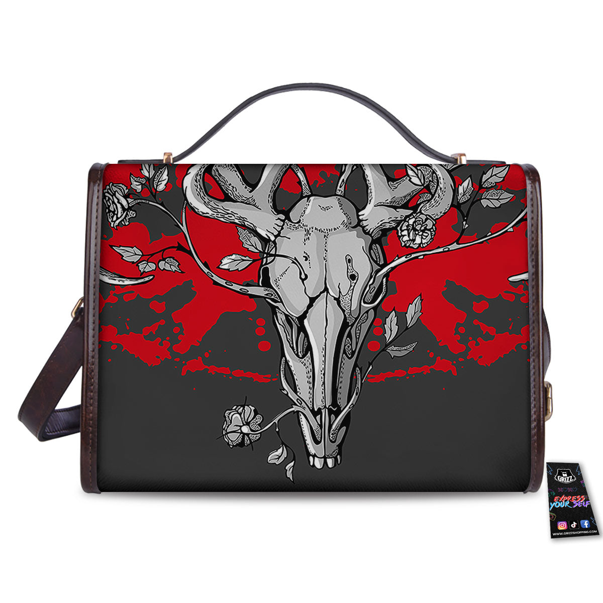 Skull Deer Vintage Print Women's Satchel Bag