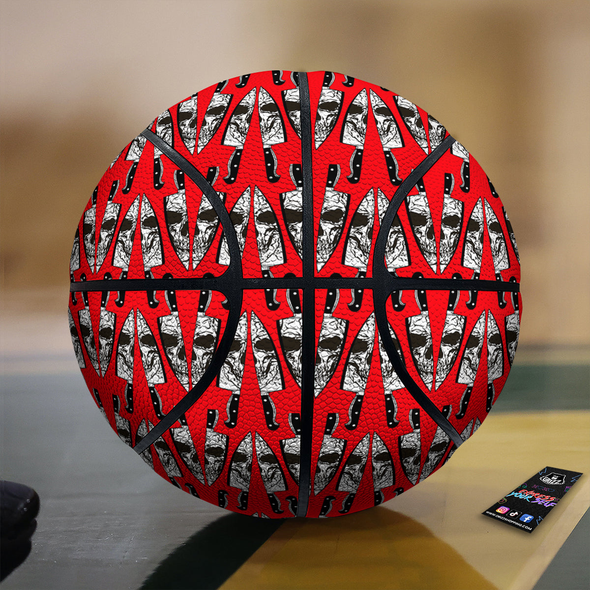 Skull Face Reflection Knife Print Pattern Basketball